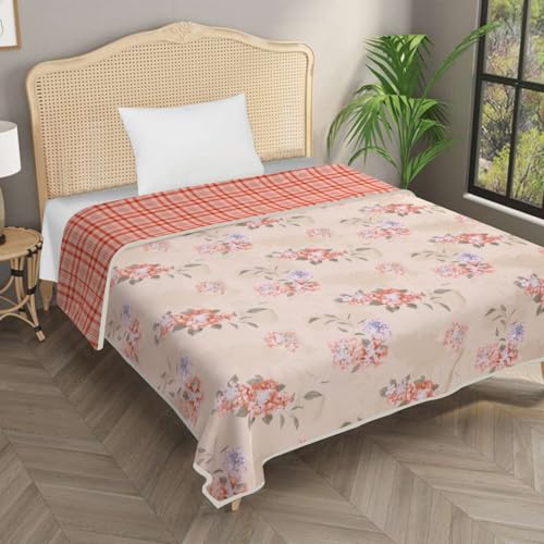 Image of Homestan Reversible All Season Cotton Feel Dohar for Single Bed,Soft Light Weight AC Blanket /Comforter for Summer /Winter /Monsoon (58x86 Inches, Spring Plaid)