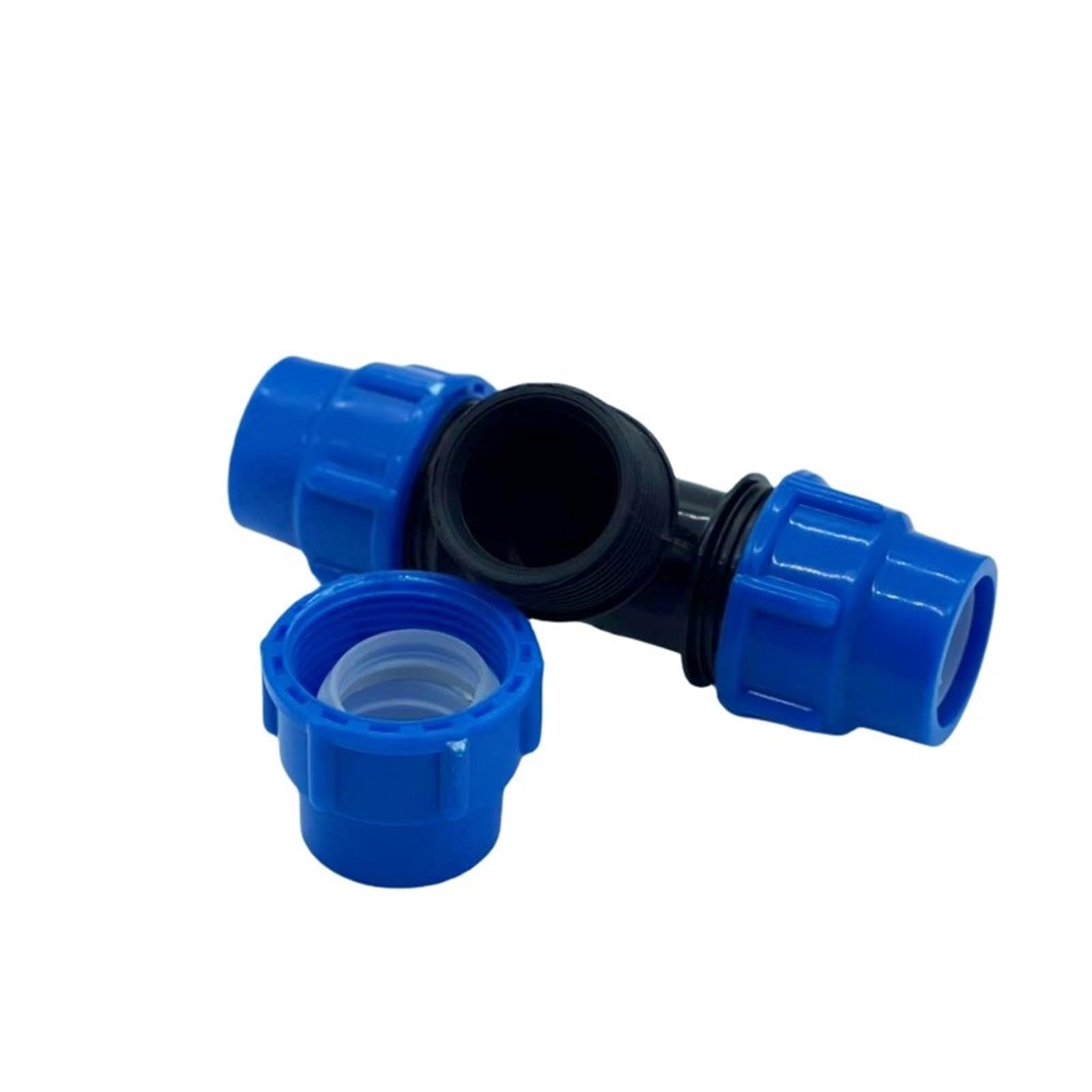 Conector en T de 3 vías Accesorios de tubería Grifo unión rápida Tres vías Conector Tubo plástico Agua riego(Black,63mm)