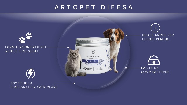 ArtoPet Integratore Articolazioni Cane E Gatto - 60 Compresse Con Glucosamina Made In Italy
