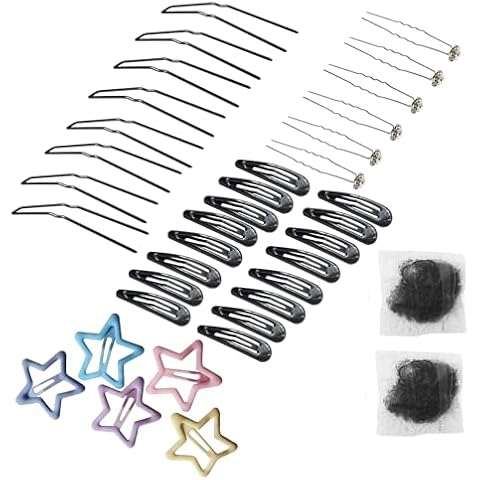 ROCST Snap Hair clips hair style accessories kits for girl women ballet dance U shaped hair pins Bobby clips,42pcs (Black, 3 inch Kit) Cover