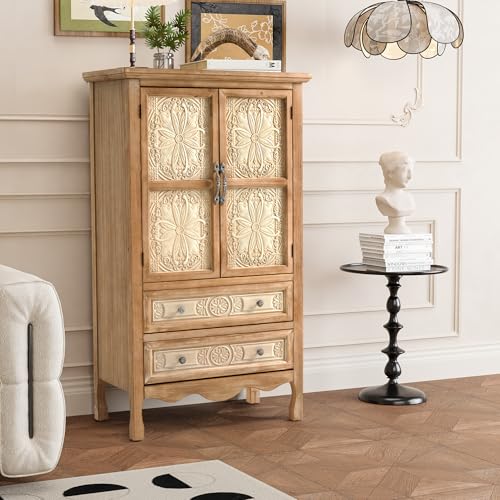 Comparison: Unique Kitchen Pantry Cabinets 9 RoyalCraft Vintage Sideboard Buffet, Accent Cabinet with 2 Carved Doors and 2 Drawers, Solid Wood Sideboard with Storage, French Country Cabinets for Dining Room, Kitchen, Living Room, Hallway