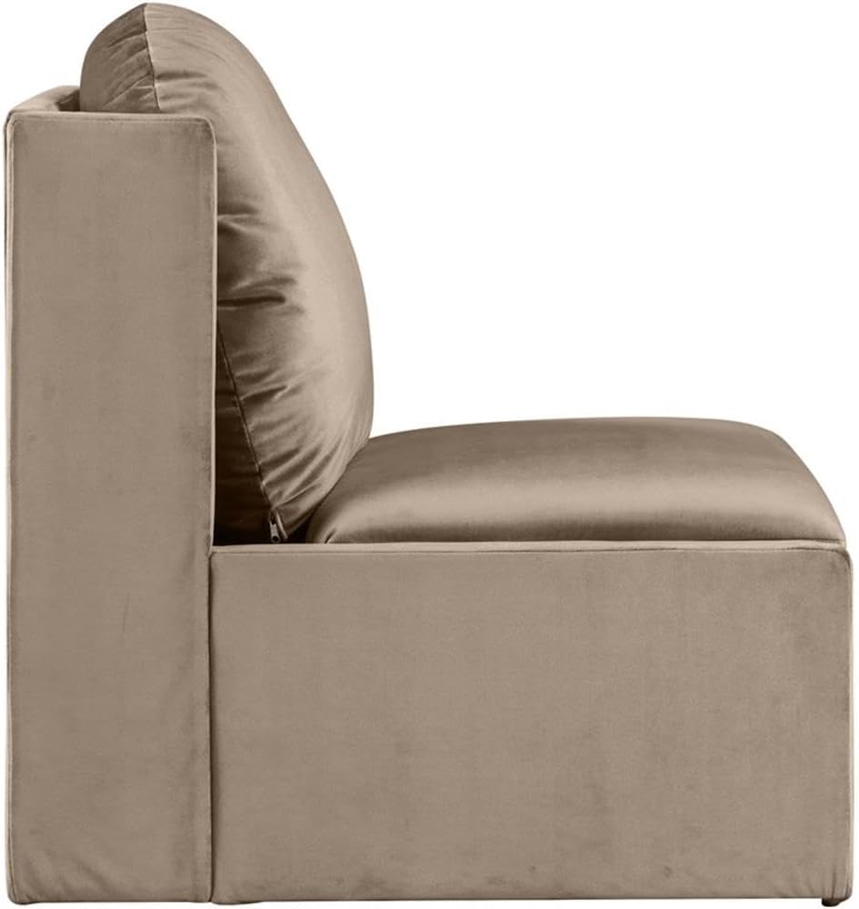 BOWERY HILL Contemporary Accent Chair, Solid Wood Frame, Taupe 460 GSM Velvet Upholstery, 30" W x 36" D x 38.5" H, Ultra-Luxe Design, Plush Living Room Seating with Cave Storage