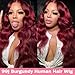 METDIO 99J Burgundy wig human hair 13x4 body wave lace front wigs human hair 180 Density Pre Plucked Glueless Wine red colored lace front wig for Women 26inch