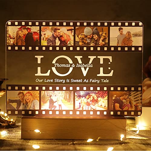 Benutzerdefinierte 3D-Lampe mit Bild, personalisierte Bilderlampe I Love You Nachtlicht Romantischer Text mit Happy Wedding Anniversary Geburtstag Geschenke für Ehemann von der Frau