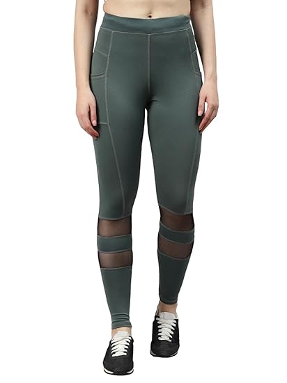 Women's Gym Wear Tights | Track Pants with Mesh Insert & Side Pockets : Ideal for Active Wear, Yoga & Workout - The Ultimate Gym Pants for Women & Girls (6081)