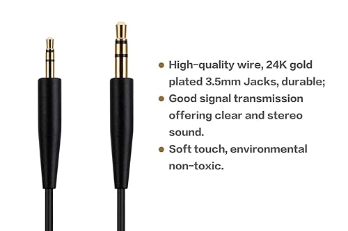 Miniatura 4 de UNCLE LIGHT QC25 QC35 QC35 II QC45 OE2 OE2i Cable de audio de repuesto, compatible con auriculares Bose, cable jack estéreo macho de 0.138 in a