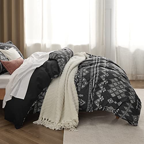 Bedsure Twin Duvet Cover Kids - Reversible Boho Duvet Cover Set, 2 Pieces With Zipper Closure And 8 Corner Ties, Black Bedding Set, 1 Kids' Duvet Cover (68"X90") And 1 Pillow Sham (20"X26") #TOP6