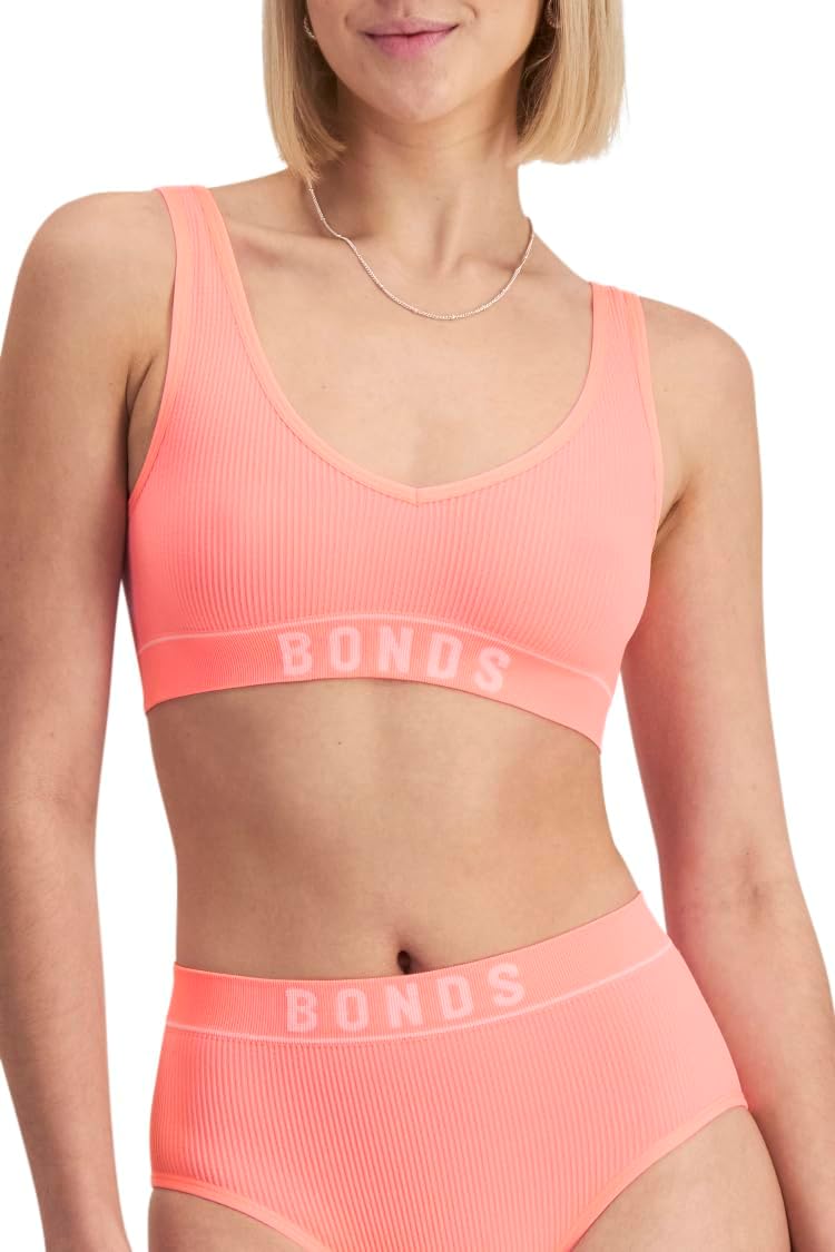Bonds Women's Seamless Stretch Rib Bralette with V-Neck for Women