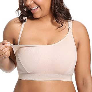 Gratlin Women's Full Support Comfort Plus Size Cotton Maternity Nursing Bra Beige 5X-Large