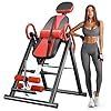 YOLEO Gravity Heavy Duty Inversion Table with Headrest & Adjustable Protective Belt Back Stretcher Machine for Pain Relief Therapy (Red02)