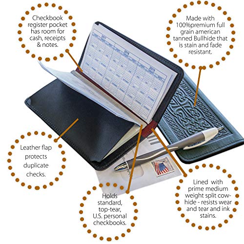 Oberon Design Cloud Dragon Embossed Genuine Leather Checkbook Cover, 3.5X6.5 Inches, Red, Made In The Usa #TOP2