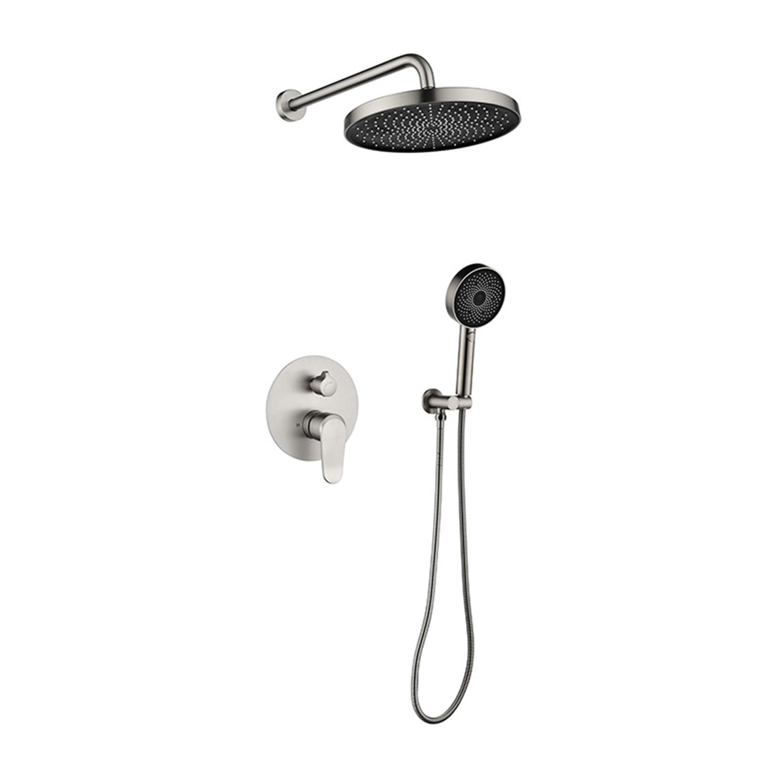 XJTNLB Set Doccia Incasso Spazzolato 9 Pollici Kit Doccia Incasso Completo di Doccino in ABS Miscelatore Monocomando