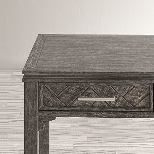 Image of Jofran Mid-Century Modern Acacia Wood Writing Desk with 3 Drawers and USB Charging Port, 48 Inch Computer Desk for Home Office Work, Platinum