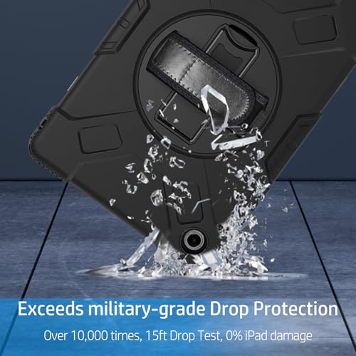 Image of Robustrion Cover for Samsung Tab A11 Plus 11 inch, Armor Shockproof Cover with [Shoulder Strap] and [360 Degree Rotating Hand Strap and Stand] for Galaxy Tab A11+ 11 inch - Black