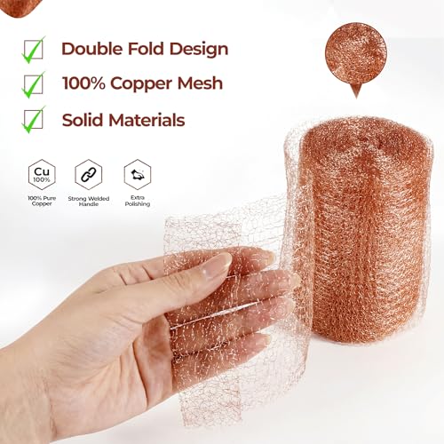 Image of Copper Mesh Roll for Rodent Control | 4 Inch x 16 Feet | Pack of 2 Rustproof Copper Mesh | Rodent Bat and Snail Barrier | Hole Blocker for Gaps, Vents and Water Openings | Includes Scissor