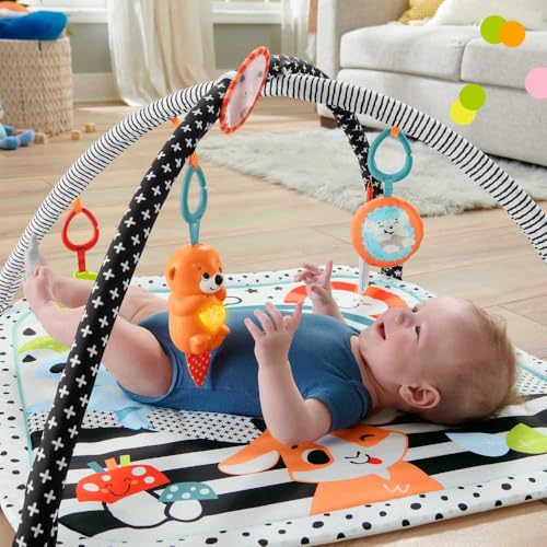 Fisher-Price 3-in-1 Music, Glow and Grow Gym, Infant Activity Play mat for Tummy time and take Along