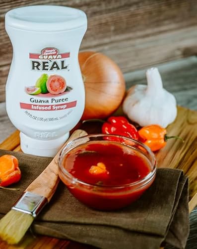 Guava Reàl Infused Exotics, Guava Fruit Puree Infused Syrup, 16.9 FL OZ Squeezable Bottle (Pack of 3)