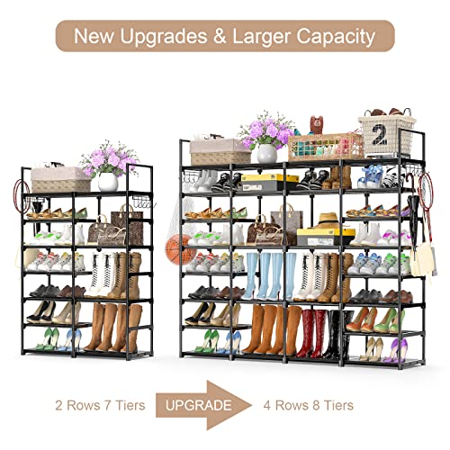 Polegas Large Shoe Rack Shoe Organizer For 62-66 Pairs Shoes And Boots, Metal Shoe Rack Organizer, 8 Tiers Shoe Storage Shelf, Space Saving Shoe Cabinet For Entryway Closet Garage Bedroom Cloakroom #TOP6
