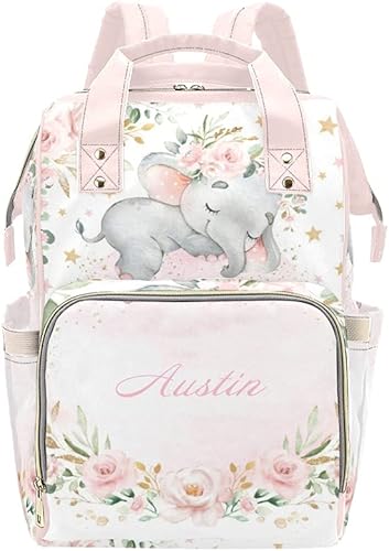 Mochila de pañales personalizada de flores, bolsa multifunción personalizada grande, mochila unisex para mamá, niño y niña, opción 9, Mochilas de