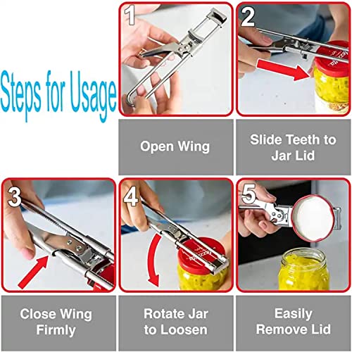 Adjustable Multifunctional Stainless Steel Master Opener Adjustable Jar & Bottle Opener Kitchen Accessories Combination (2Pcs) #TOP2