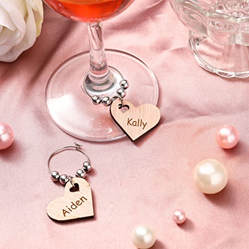 Chinco 30 Pieces Easter Wooden Wine Charms For Stem Glasses Heart Shaped Drink Marker Tags Funny Wine Themed Party Decorations Diy Wine Glass Charms With Pen For Wedding #TOP5