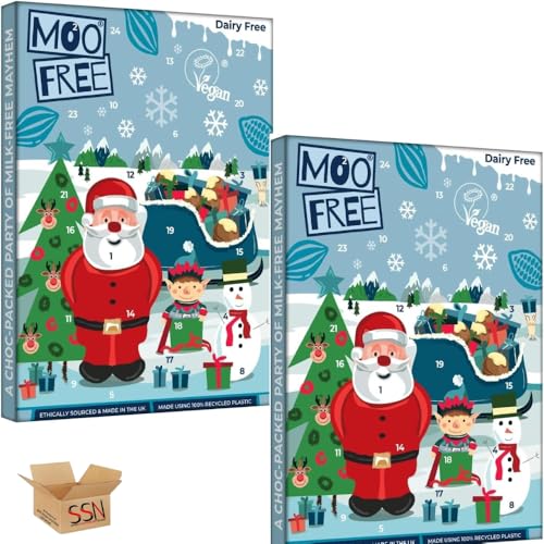 Moo Free White Choccy Advent Calendar, 70g, Dairy Free, Vegan Best Before Date: 30-06-2025 (Pack of 2)