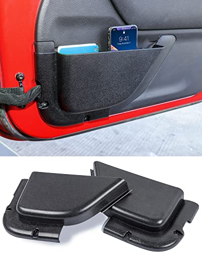 Savadicar DP5 Front Door Storage Pockets Without Cup Holder Side Insert Box Organizer for 2011-2018 Jeep Wrangler JK JKU 2/4 Door Interior Expansion Accessories Black 2 PCS
