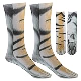 Garneck Calcetines Divertidos De Tigre 3d Unisex De Algodón y Poliéster, Diseño Realista De Pata De Animal, Talla Única 40 Cm, Para Disfraces y Uso Diario