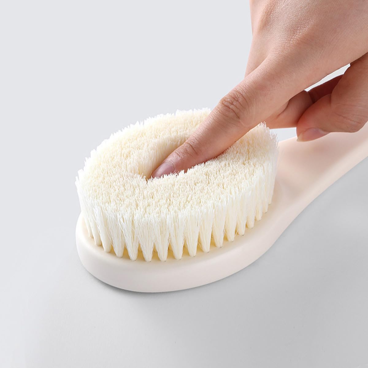 MAGICLULU Long Handle Back Scrubber Bath Brush with Soft Bristles, White Body Shower Brush for Exfoliation and Skin Cleaning, Suitable for Wet and Dry Use