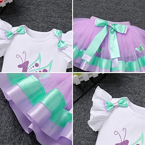 Baby Girl 1st First Birthday Cake Smash Outfit Ballerina Costume Short Sleeve Romper Bodysuit Princess Tutu Tulle Skirt Bowknot Headband 3pcs Clothes Set One Year Old Party Photo Shooting Pink 1 Year