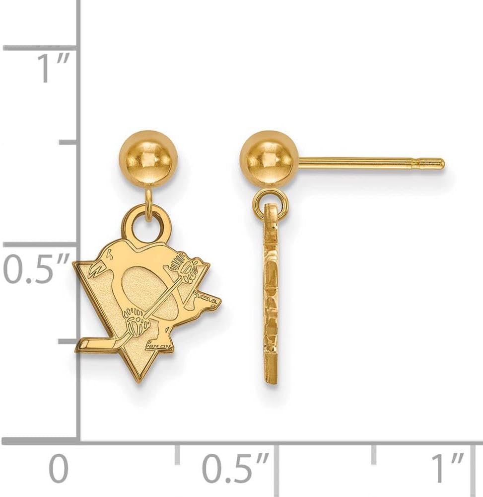 Pittsburgh Penguins Earrings Dangle Ball (14k Yellow Gold)