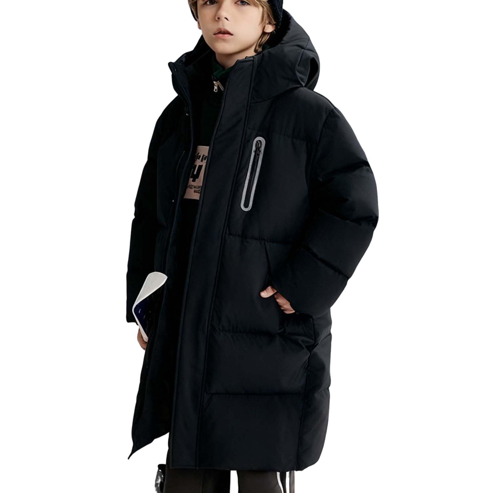 NUSGEAR Abrigos de Invierno para niños Varones Parka para Niña de Invierno Plumiferos Abrigo para niñas Pequeñas Ligero Niños Resistente Medio Largo Puffy Parka Gruesa Forro Suave con Capucha Outwear