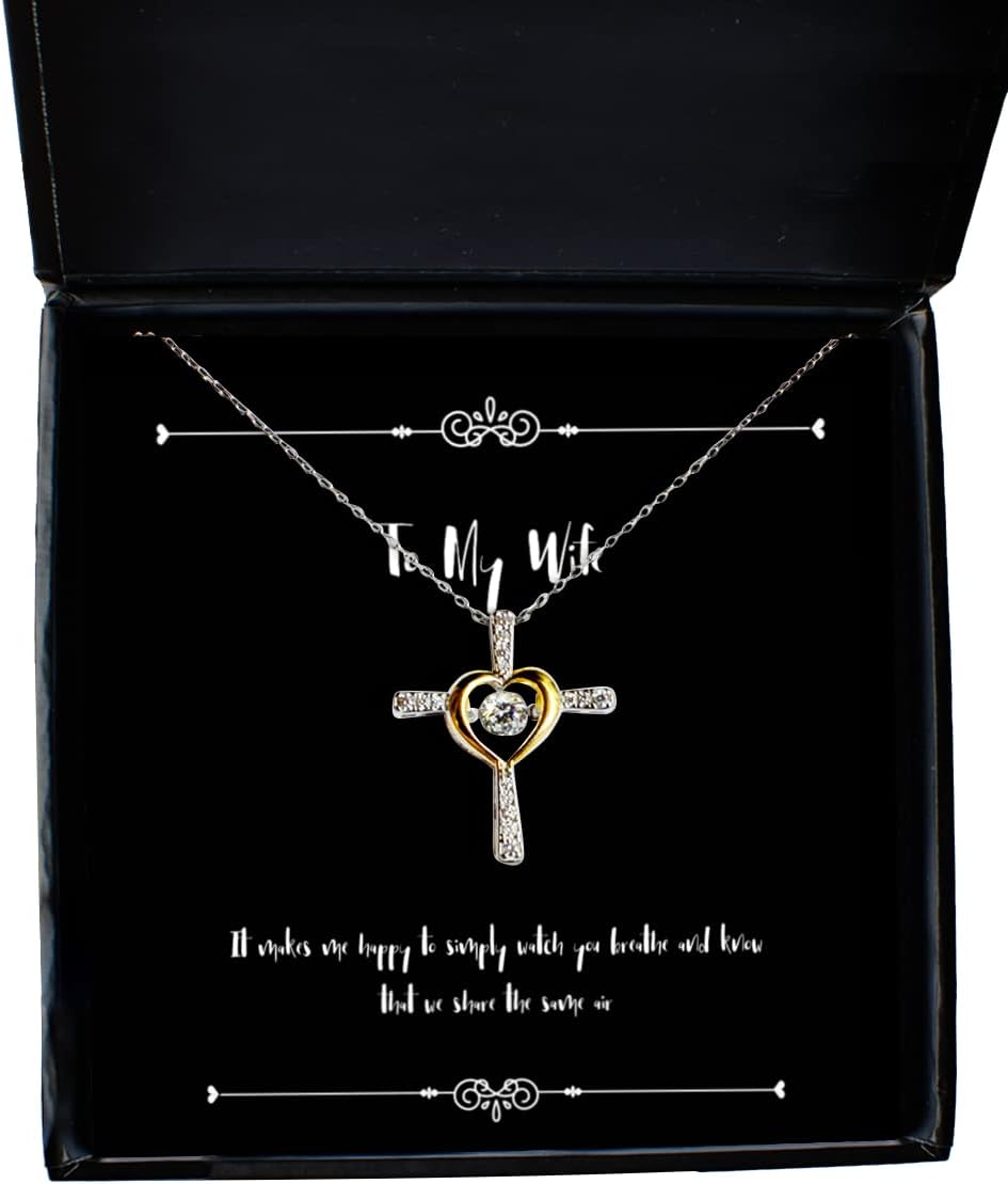 It Makes me Happy to Simply Watch You Breathe and Know That we Cross Dancing Necklace, Wife Present from Husband, Cheap Jewelry for Wife