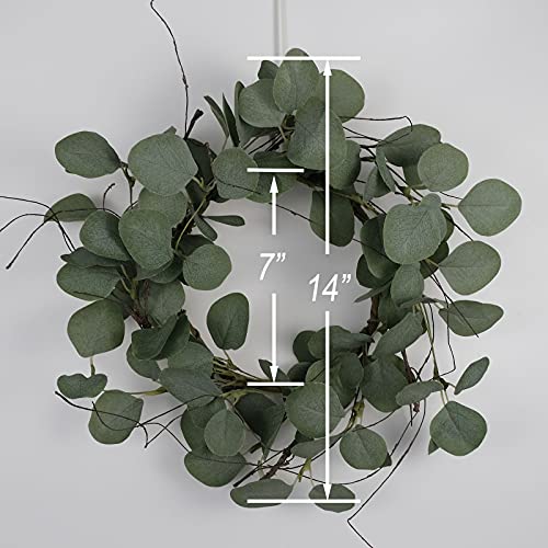 Idyllic Eucalyptus Leaves Wreath Metal Polyester Green Wreath 14 Inches For The Front Door Décor thumb #1