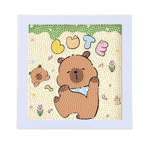 LJJINGXS Cute Capybara 5D Diamond Art Kits with Plastic Crate,DIY Painting Art for Women Diamond Arts and Crafts Sets, Big Gem Full Drill Diamond Dots for Beginners