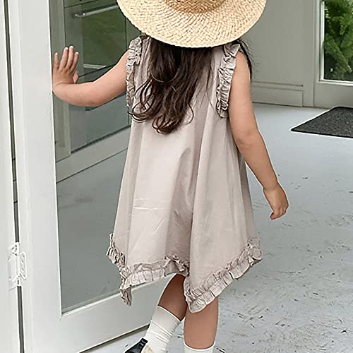 Generic Girl's Sleeveless Casual Sundress Holiday Irregular Princess Dress Dress Kids Girl Summer Holiday Outdoor Dress4