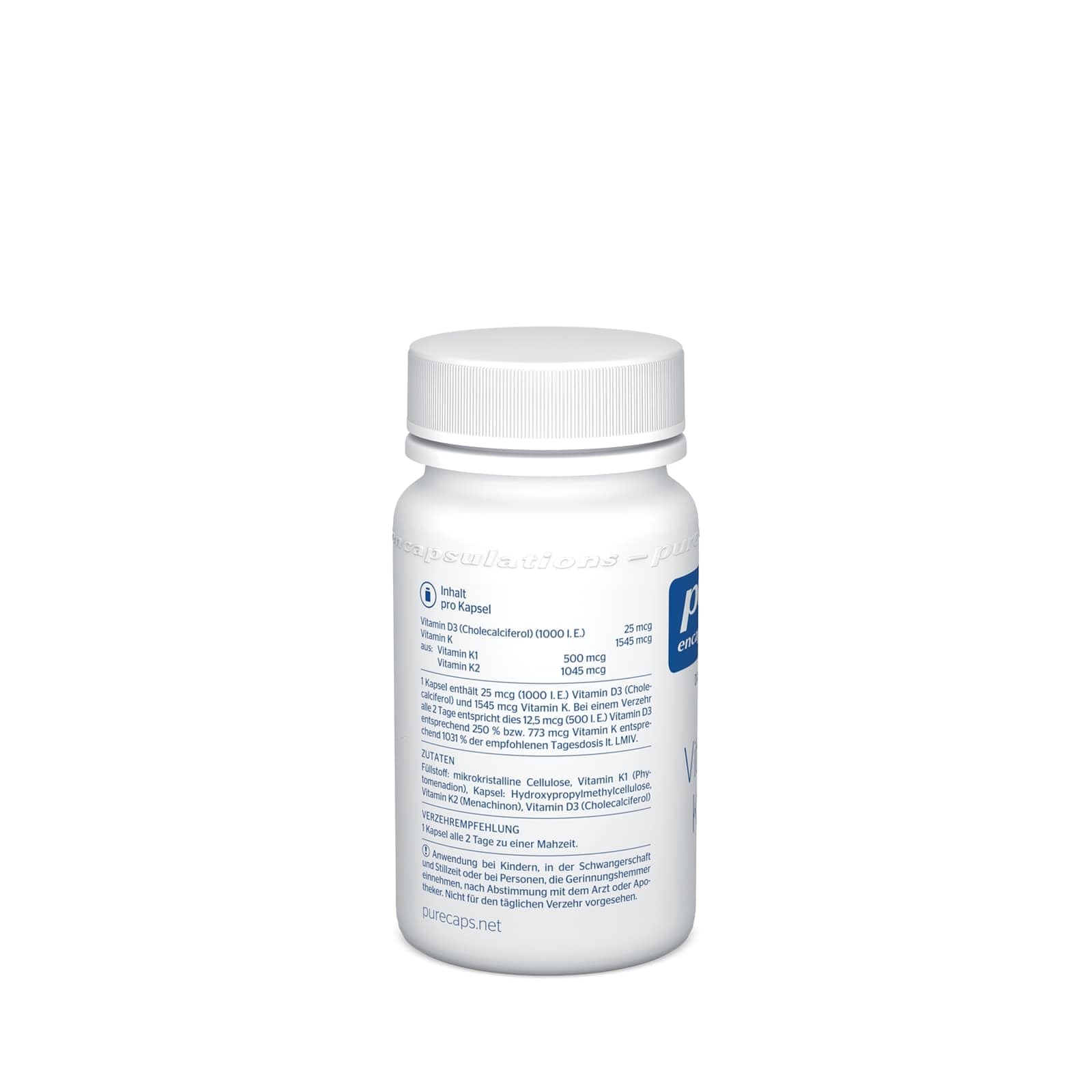Pure Encapsulations - Vitamin K & D - Kombipräparat für Knochen und Blutgerinnung - 60 Vegetarische Kapseln