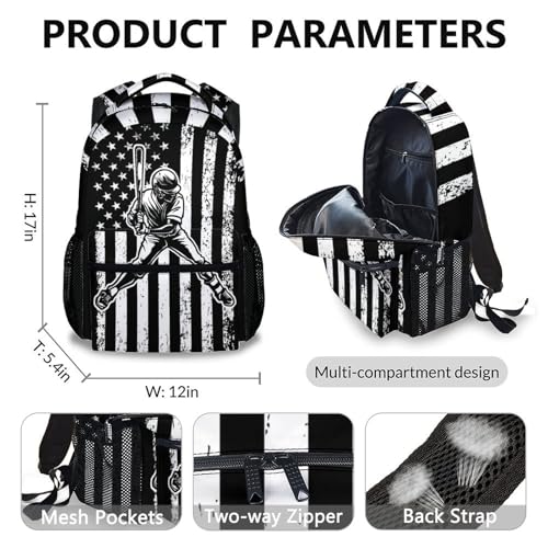 Kids Backpack for Boys, Baseball Bookbags with Lunch Box Bundle for Primary Middle School, Lightweight Baseball Bookbag Set for Sports Lovers, Back to School Gifts2