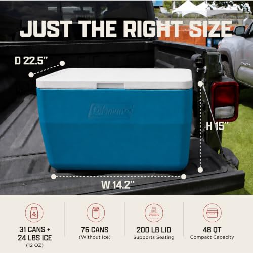 Image of Coleman Chiller 9 /16 /30 /48 /60qt Cooler with Ice Retention, Leak Resistant, Great for Camping, Concerts, Sports, and More