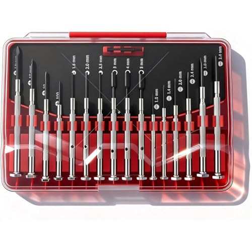 Jnchdghwa Juego de 16 Mini Destornilladores de Precisión, Juego de Mini Destornilladores con Kit de 16 Tamaños, Juegos de Destornilladores Pequeños para Joyería, Computadora