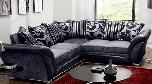 RestNest FARROW CORNER SOFA 5 SEATER - UNIVERSAL - RIGHT CORNER - LEFT CORNER (Grey-Black, 2C2 Corner)