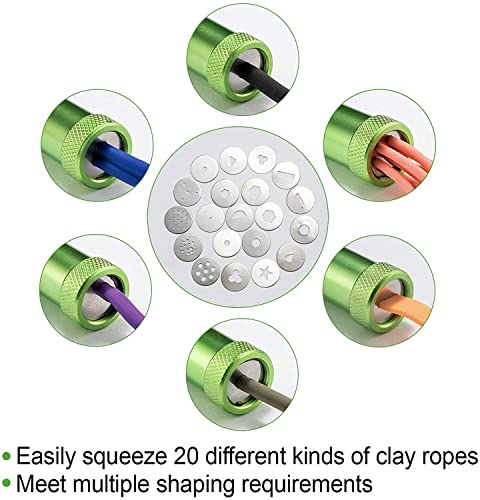 Image of 22Pcs Stainless Steel Metal Clay Extruder with 20 Tips Fondant Sugara Paste Extruder Ceramics Pottery Polymer Modeling Decorating Cake Decor Tools Set