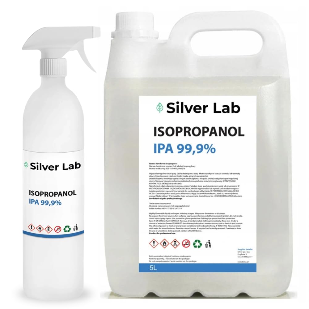Isopropanol 99,9% IPA – Set 6 L (bidon 5 L + flacon pulvérisateur 1 L) – Alcool isopropylique pour nettoyage et dégraissage électronique, verre et métal