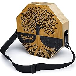 Cajones Flamencos Abueno POGOLAB Cajón de dos tonos, tambor portátil de madera de viaje con correa ajustable, hermoso instrumento de percusión (marrón natural)