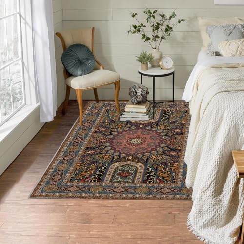 Image of ishro home 5x7 Feet 3D Jet Multi Printed Carpet Rug Runner and Carpets for Bedroom /Living Area /Home with Anti Slip Backing (Panel Harmony, 5x7 fts)