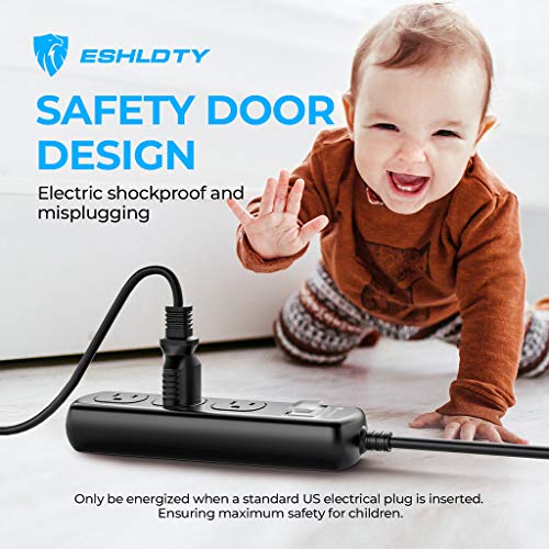 ESHLDTY Outdoor Power Strip Surge Protector Weatherproof with Long Extension Power Cord, 3 AC Outlets Socket Electric Shockproof Overload Protection 1500 Joules for Baby Room Bathroom Kitchen Garden