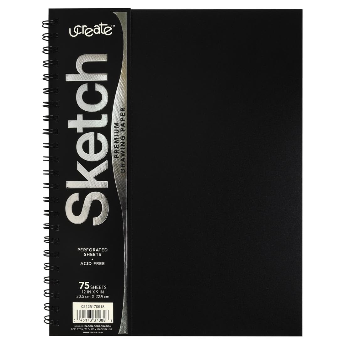 UCreate Poly Cover Sketch Book, 9x12 inches, black, 75 sheets, heavyweight | Mubboo