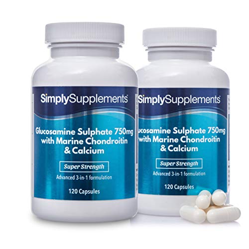 Glucosamina 750mg, condroitina y calcio - ¡Bote para 4 meses! - 240 Comprimidos - SimplySupplements