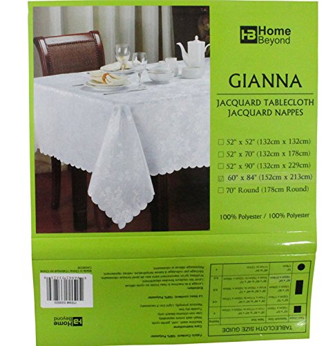 Home Beyond Jacquard Tablecloth - White (52" X 52" Square) #TOP3