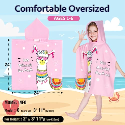 Image of Hooded Kids Beach Towels - Toddler Bath Towel Girls Boys Swim Cover-ups for Ages 1 to 6 Kids Pool Towels Quick Dry Lightweight Soft Microfiber Poncho Towel 24x23(Alpaca)